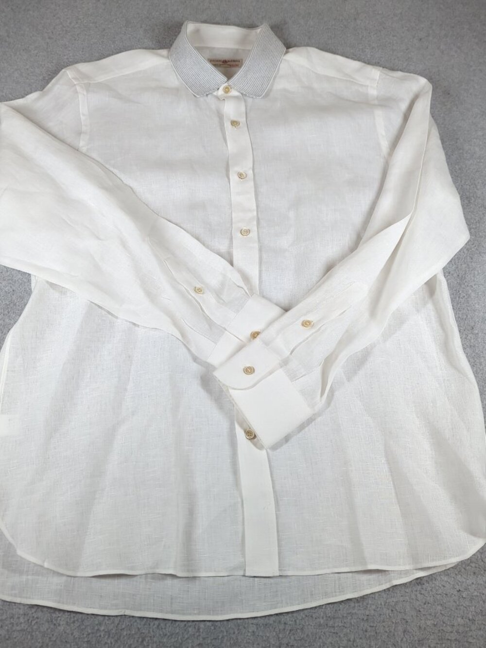 Luciano Barbera Linen Shirt Men's XL White Long Sleeve Lightweight Button Up - Picture 2 of 7